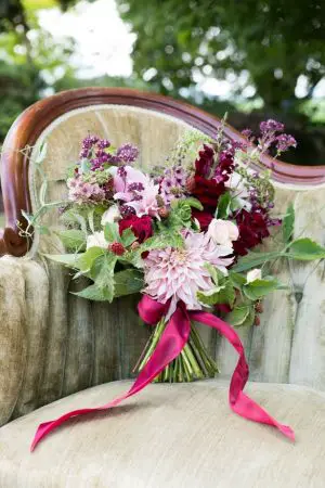 Red and pink wedding bouquet - LLC Heather Mayer Photographers