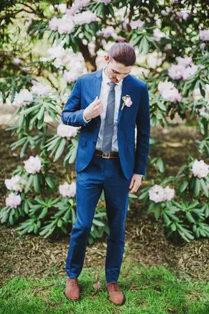 Blue groom tuxedo - Caroline Ross Photography