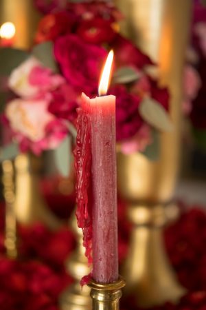 Red candle bridal shower decor - Cary Diaz Photography