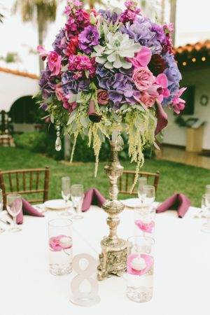 Tall Purple Wedding Centerpiece - Wai Reyes Photography