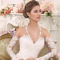 Illusion long sleeves v-neck lace a line Wedding Dress by Fara Sposa 2017 Bridal Collection