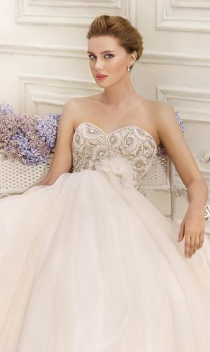 Beaded strapless ball gown Wedding Dress with sweetheart neckline by Fara Sposa 2017 Bridal Collection