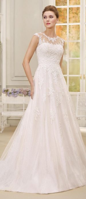 Illusion neckline ball gown Wedding Dress by Fara Sposa 2017 Bridal Collection