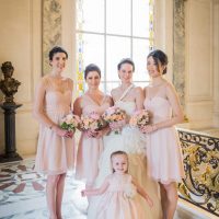 Blush short bridesmaid dresses - Pierre Paris Photography