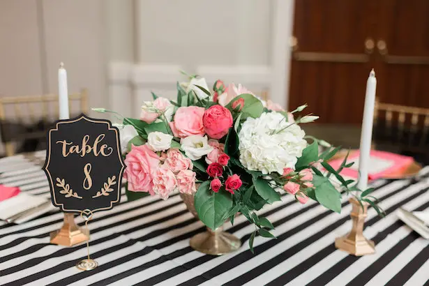 Pink and gold wedding centerpiece - Alicia Lacey Photography