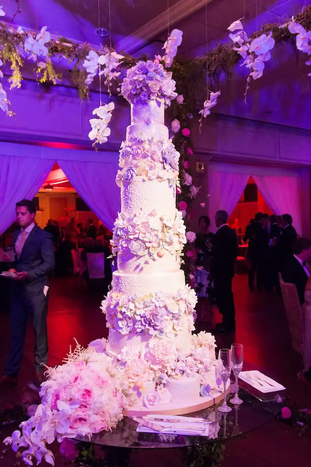 Tall floral wedding cake - Ace Cuervo Photography
