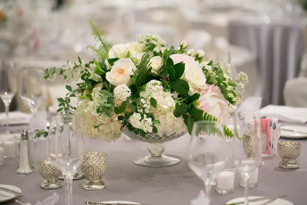 white and green wedding centerpiece - Erin Johnson Photography