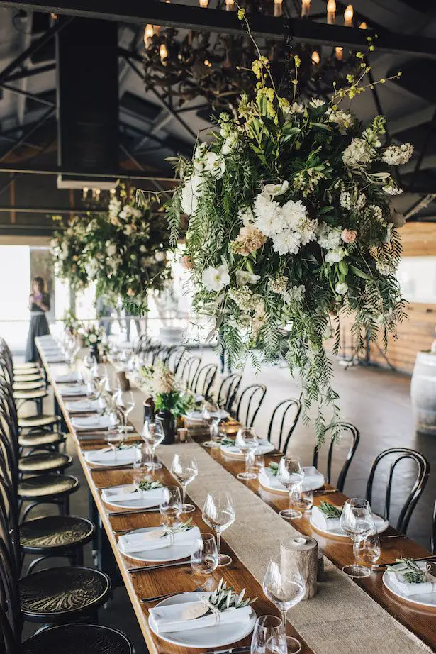 Wedding hanging flower decor - The White Tree Photography