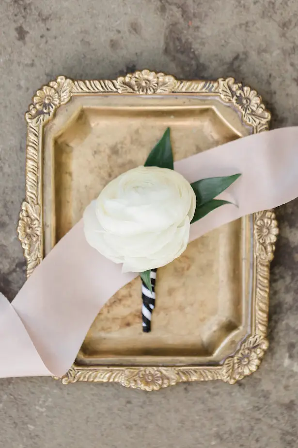 White rose wedding boutonniere - Alicia Lacey Photography
