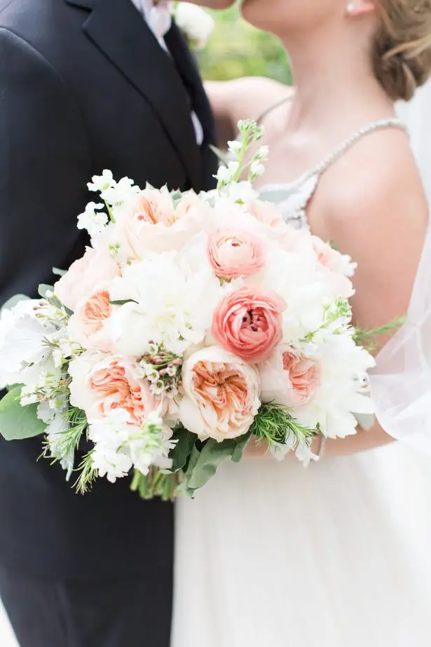 Coral and peach wedding bouquet - PSJ Photography