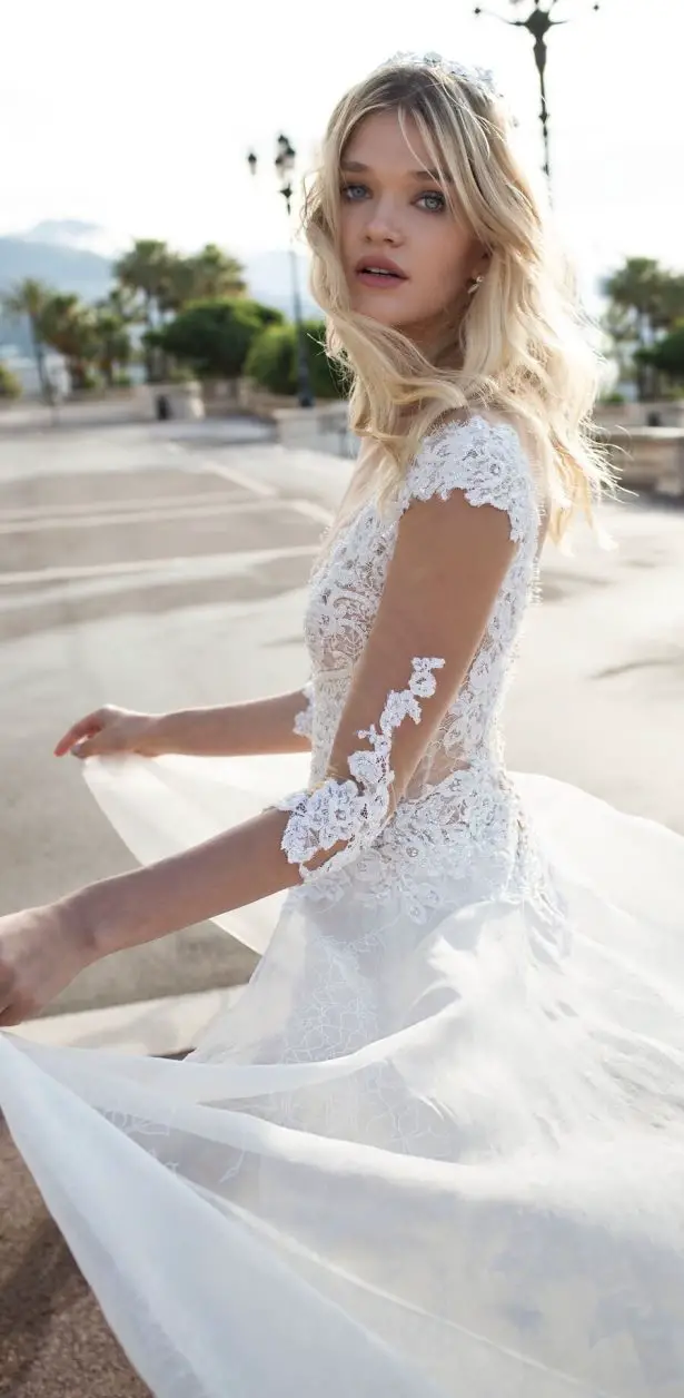long sleeve fall wedding dress