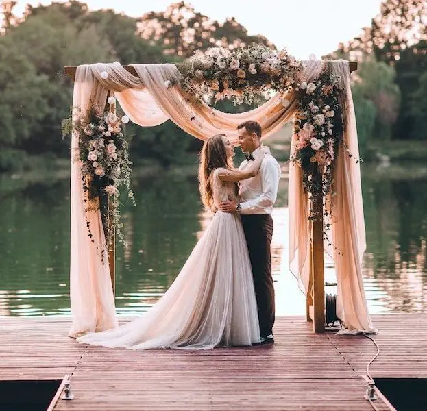 champagne rose wedding dress