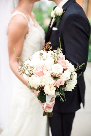 White and blush wedding bouquet - Lindsay Campbell Photography