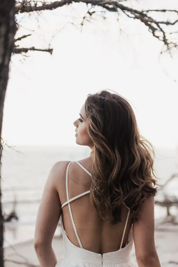 Beach Wedding Dress Back - Alondra Vega Photography
