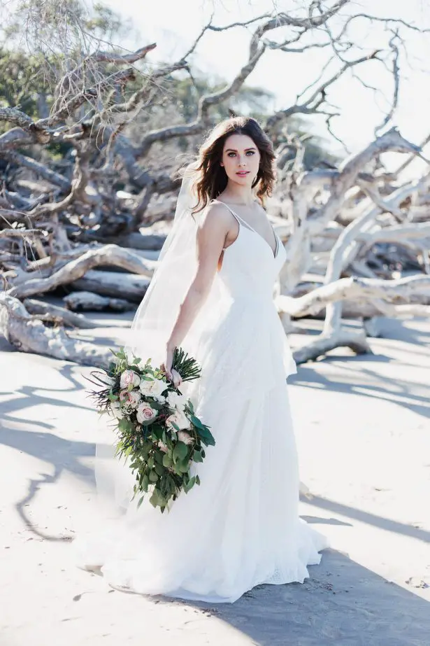 Moody Florals Beach Bridal Inspiration - Alondra Vega Photography