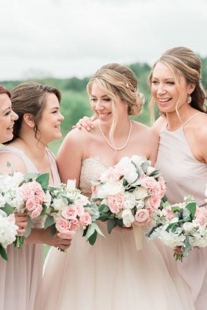 Blush bridesmaid dresses and wedding bouquets - Alicia Lacey Photography