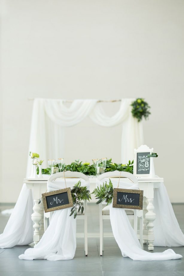 Greenery Wedding Couples Table Detail - Tom Wang Photography