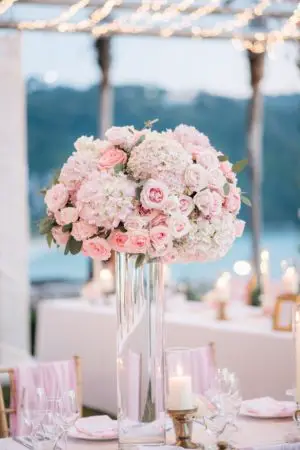 Pink Tall Wedding Centerpiece - Bush Wedding Photography