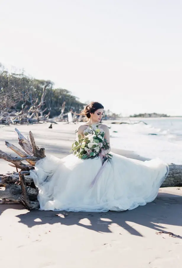 Moody Florals Beach Bridal Inspiration - Alondra Vega Photography