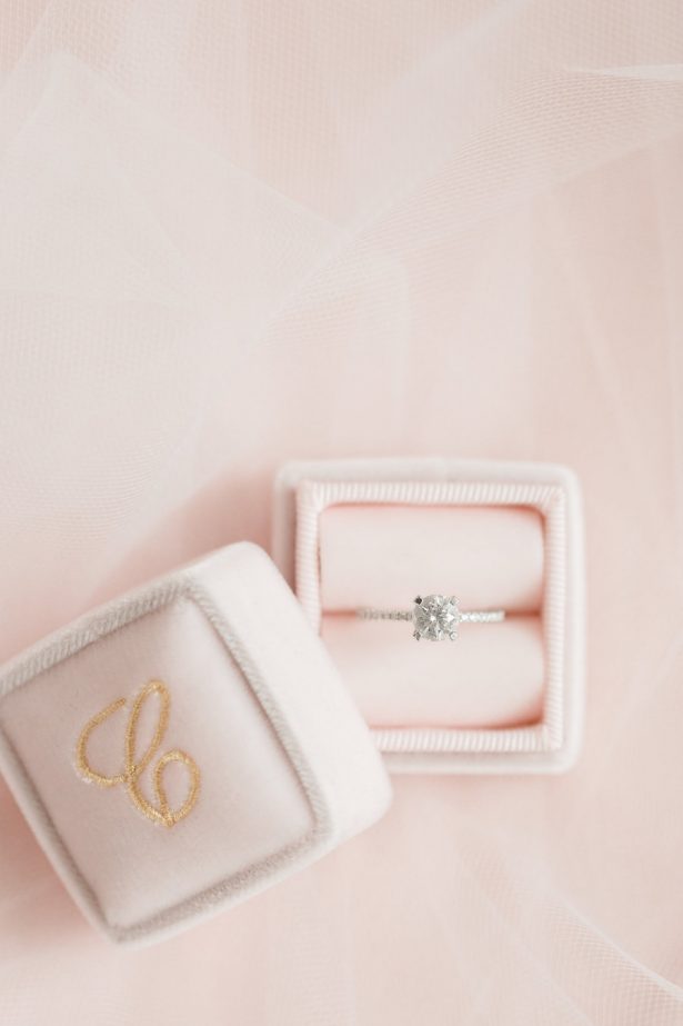 wedding ring on blush box - Alicia Lacey Photography