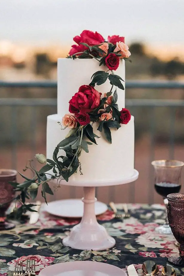 Burgundy and White Wedding Cakes