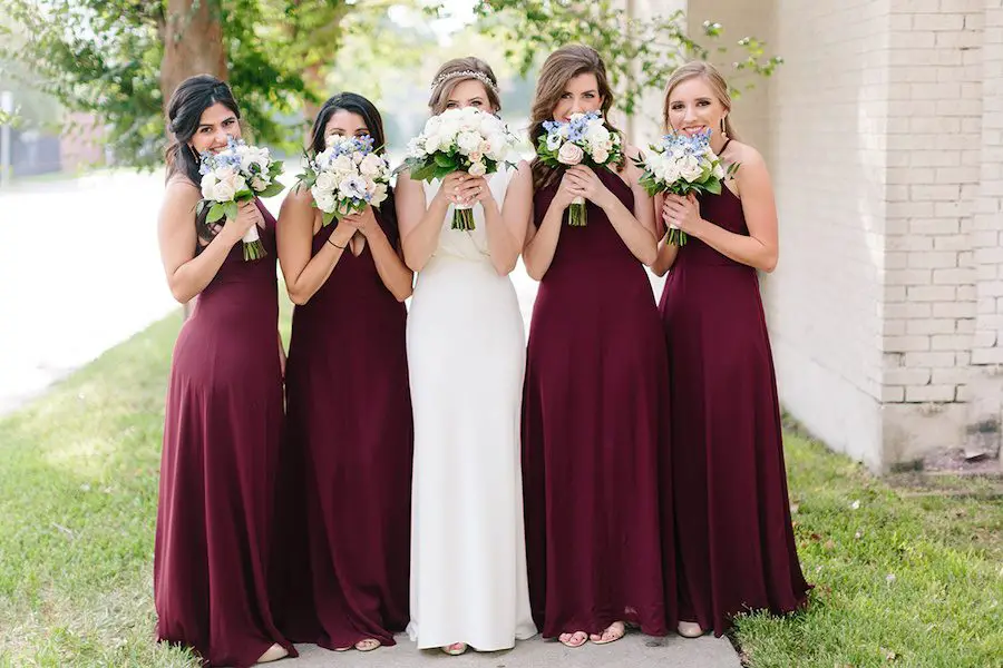 Maroon Bridesmaid Dresses - Paige Vaughn Photography