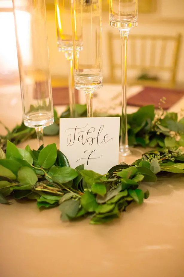 Wreath Wedding Centerpiece and Table Number - Paige Vaughn Photography