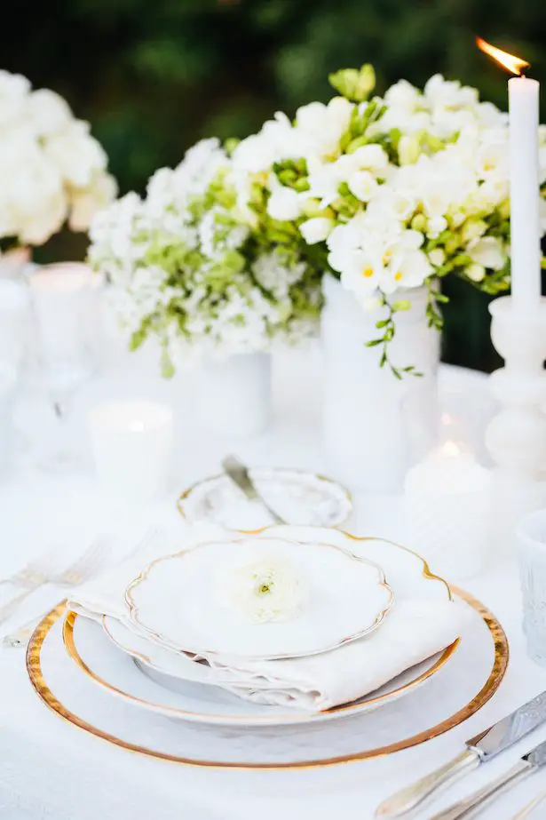 Place setting - All White Wedding Ideas - 018. Jodee Debes Photography - Planner: Dish Wish & Love Details - Rentals: Dish Wish - Florals: Mark's Gardens