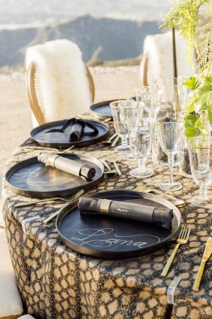 Black and Gold Wedding Plate Setting - Love and You Photography