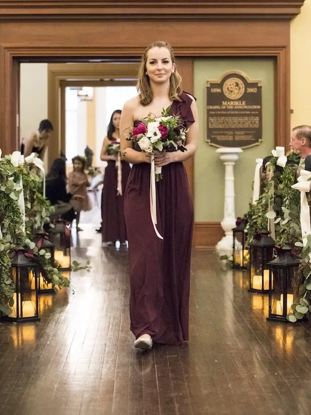 Long Burgundy Bridesmaid Dress - Anna Schmidt Photography