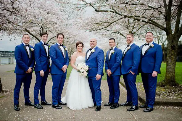 Groomsmen in blue tuxedos - Photography: Mosca Studio