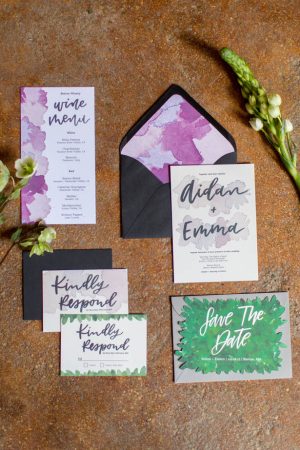 Water color wedding invitations - Emily Leis Photography