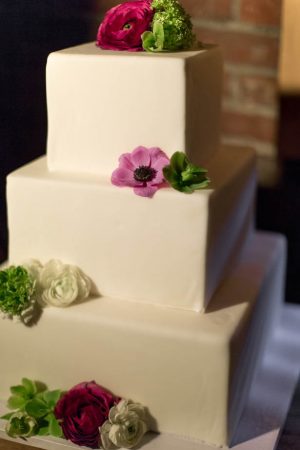 White square wedding cake - Emily Leis Photography