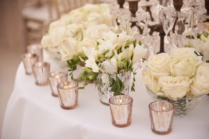 white wedding flowers and mercury glass - Photography: Studio Bonon