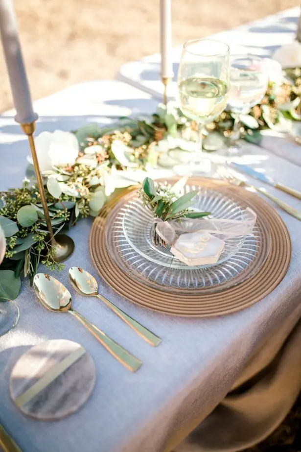 Grey and greenery wedding decor - Sparrow and Gold Photography