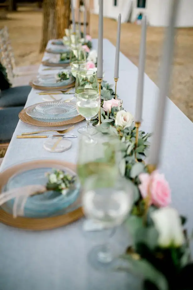Grey and greenery wedding table - Sparrow and Gold Photography