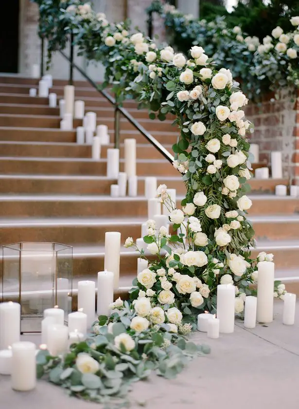 Wedding Staircase Decor -Rebecca Yale Photography