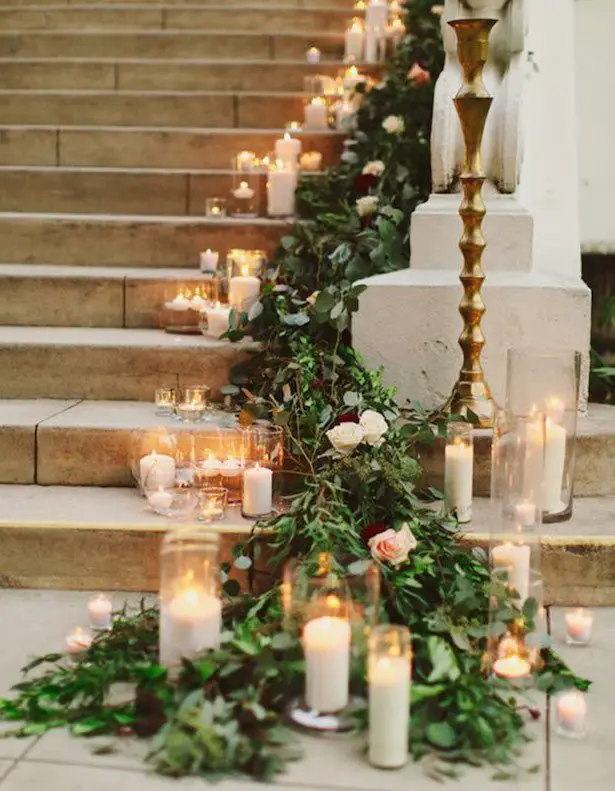 Wedding Staircase Decor - via Wilkie Blog