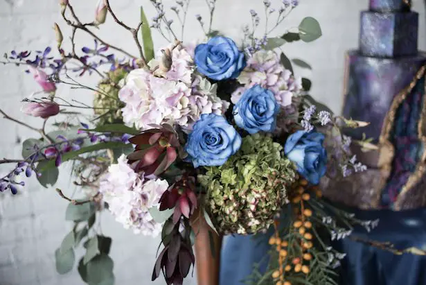 Blue and purple wedding flowers - Vanessa Anne Photography