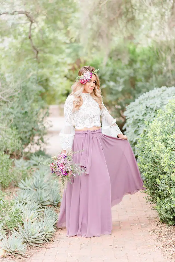 Lavender and Cactus Bohemian  Bride and Maid of Honor 