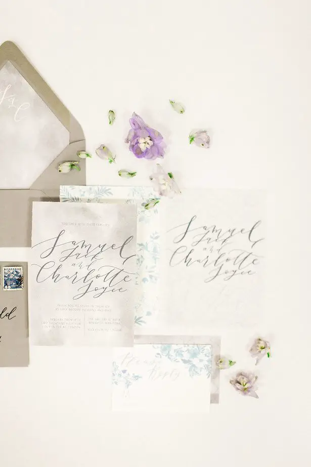 Icy pastel wedding invitations - Esther Funk Photography