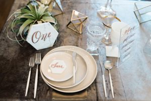 Creative Wedding Place Setting Idea 004. EDE By Jacqueline - Jillian Rose Photography - Linens by Luxe Linen - Tabletop Rentals by Borrowed Blu - Calligraphy by Heidi Davidson Design