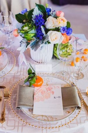 Creative Wedding Place Setting Idea 009. Luxe Event Productions - Photo by Mary Boyden - Linens by La Tavola