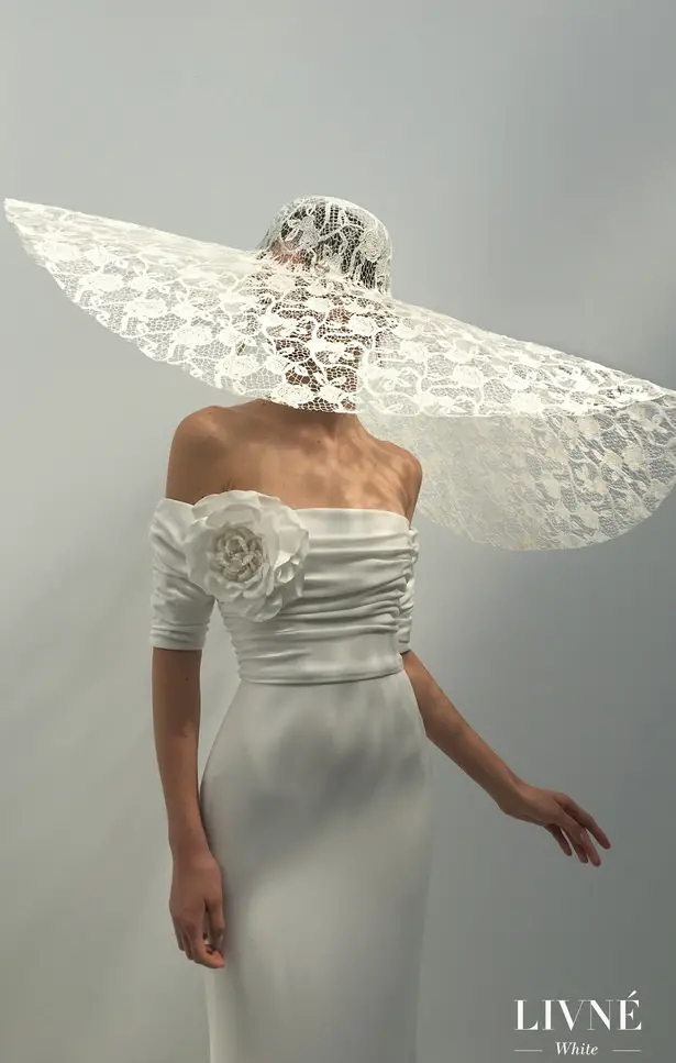 Livné White 2019 Wedding Dress - Eden Bridal Collection - CELINE AND MANDY HAT
