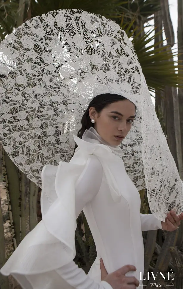 Livné White 2019 Wedding Dress - Eden Bridal Collection - Mandy hat x Melissa gown