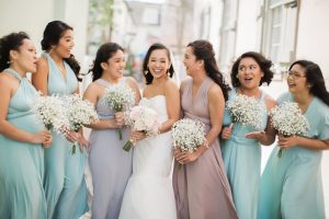 Mismatched Long pastel bridesmaid dresses - Brooke Images