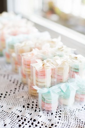 Pastel macaroon wedding favors - Brooke Images