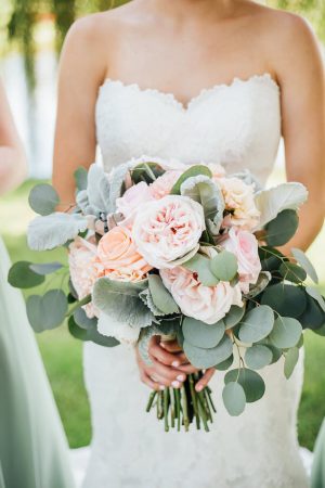 Romantic Wedding bouquet with roses and greenery - Rachel Figueroa Photography