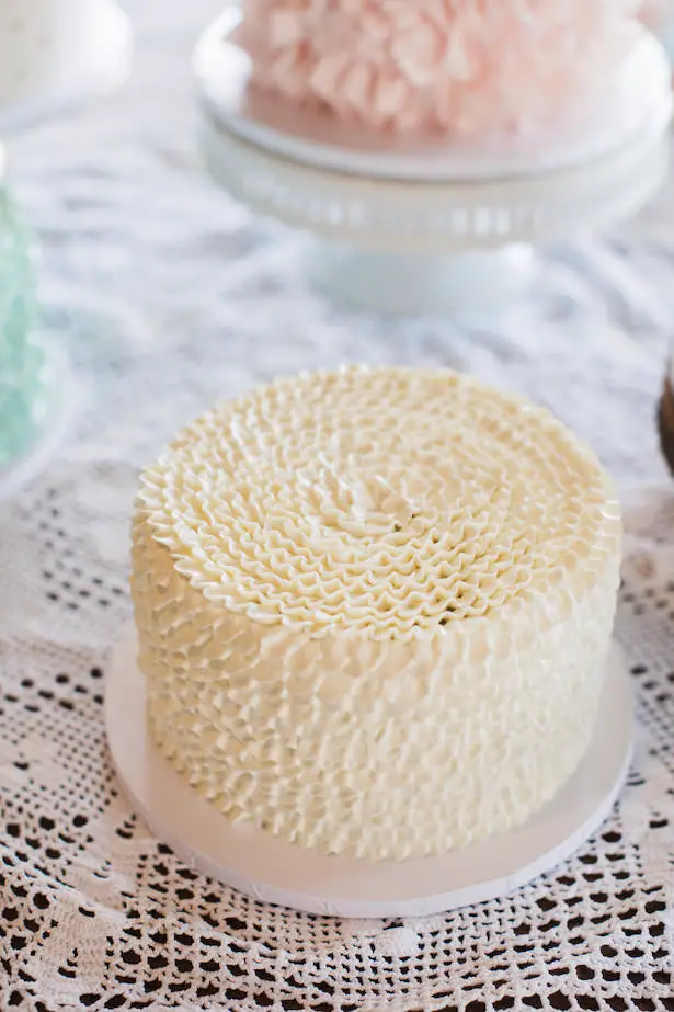 White buttercream wedding cake - Brooke Images
