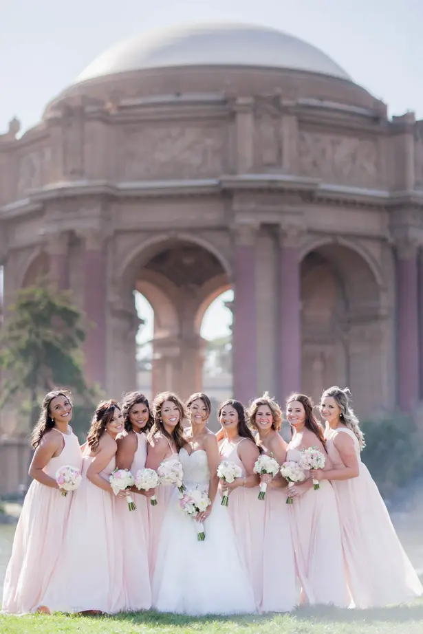Blush Long Bridesmaid Dresses - Clane Gessel Photography